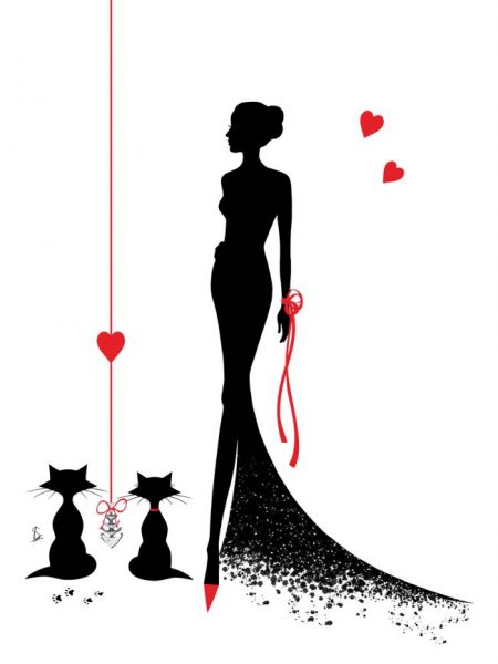 Carte d'amour illustrée, carte artistique Saint Valentin