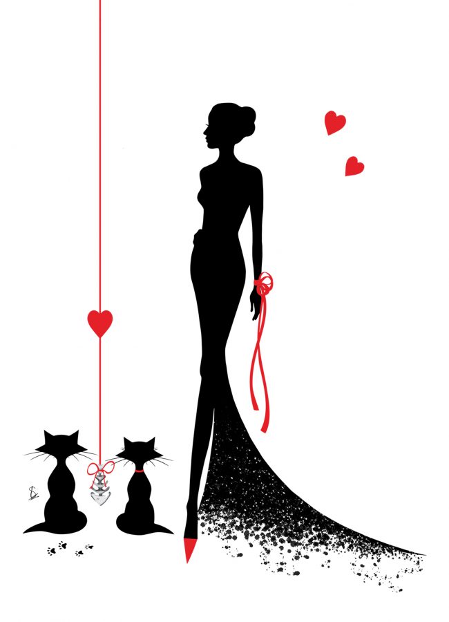 Carte d'amour illustrée, carte artistique Saint Valentin