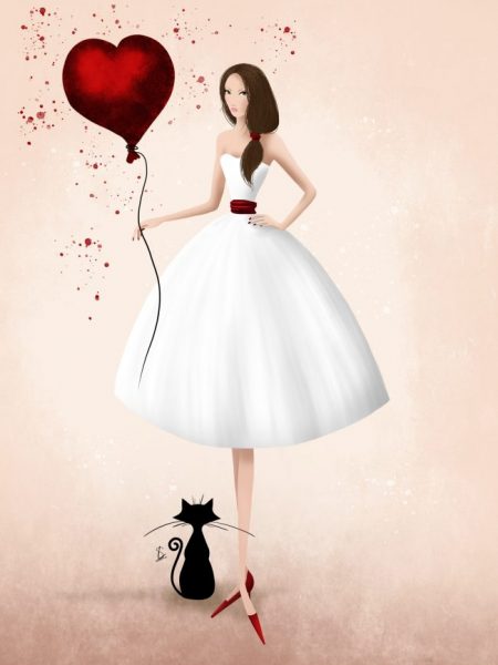 Affiche Amour pour les chats noirs, coeur
