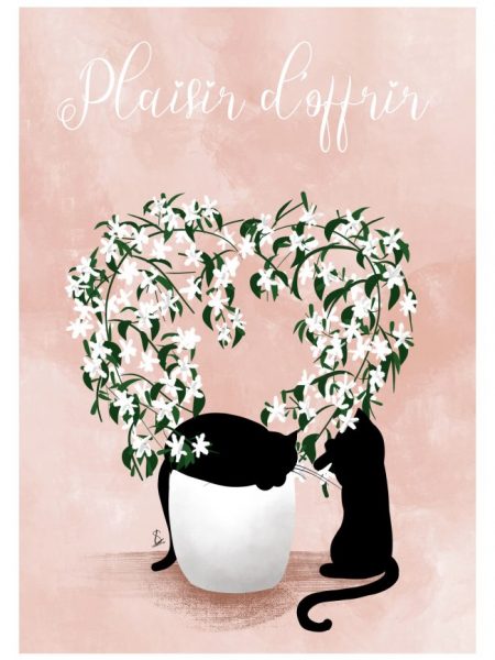 carte de voeux originale artistique chats noirs