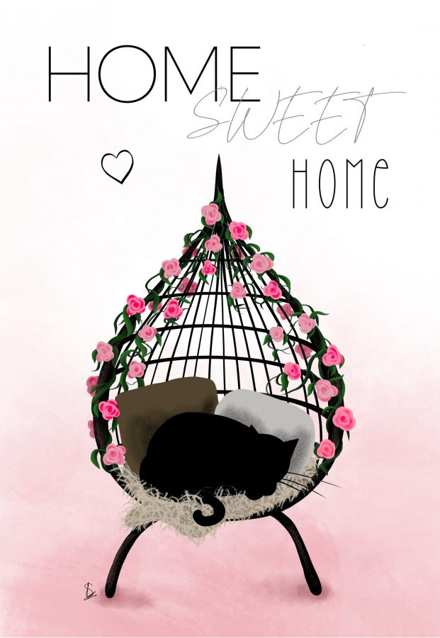 Home sweet home affiche d'art à encadrer chat noir