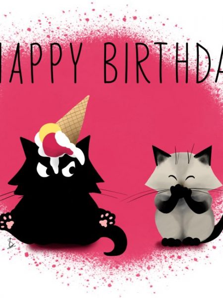 carte anniversaire chats rigolos