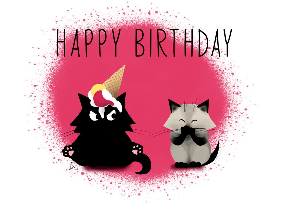 carte anniversaire chats rigolos