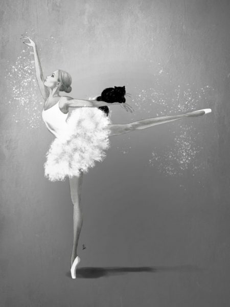 affiche originale de danse ballet à encadrer décoration d'intérieur chat noir