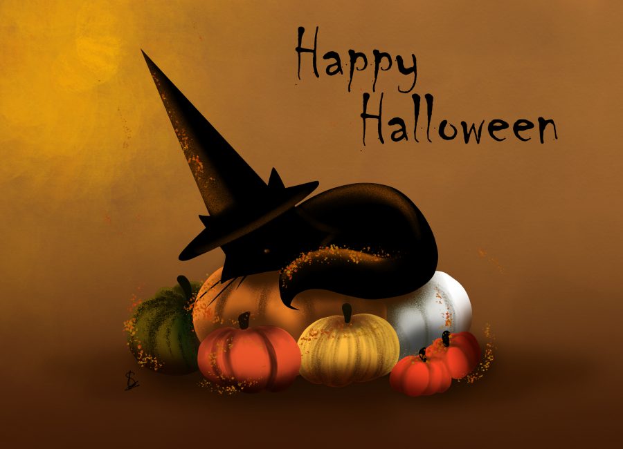 Cartes d'Halloween chat noir