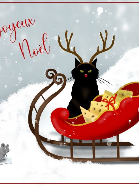 Carte Noël chat