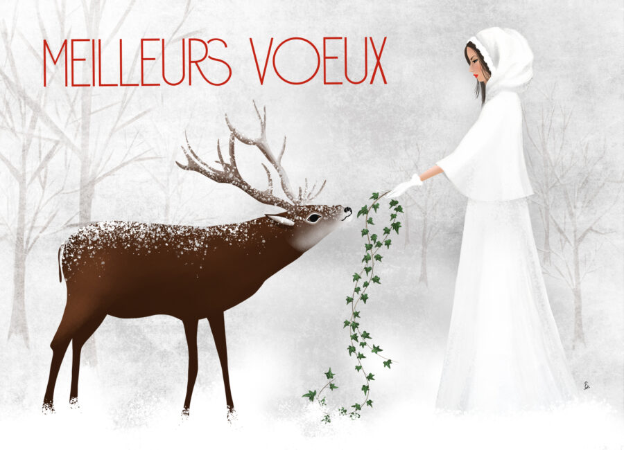 paysage neige carte de vœux