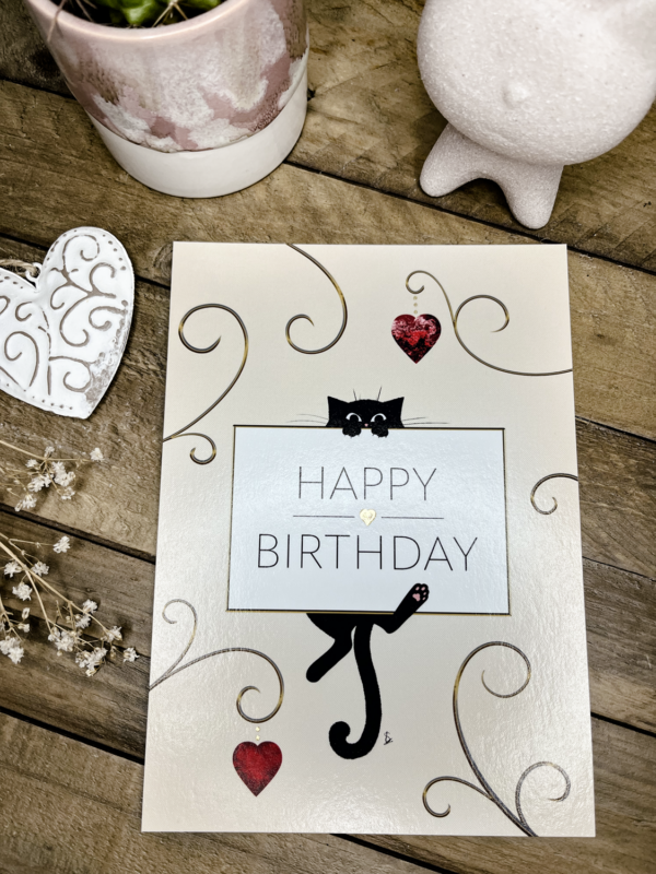 Carte D'anniversaire Chat Noir, Carte Drôle à Imprimer, Carte Digitale