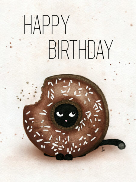 carte donut anniversaire chat