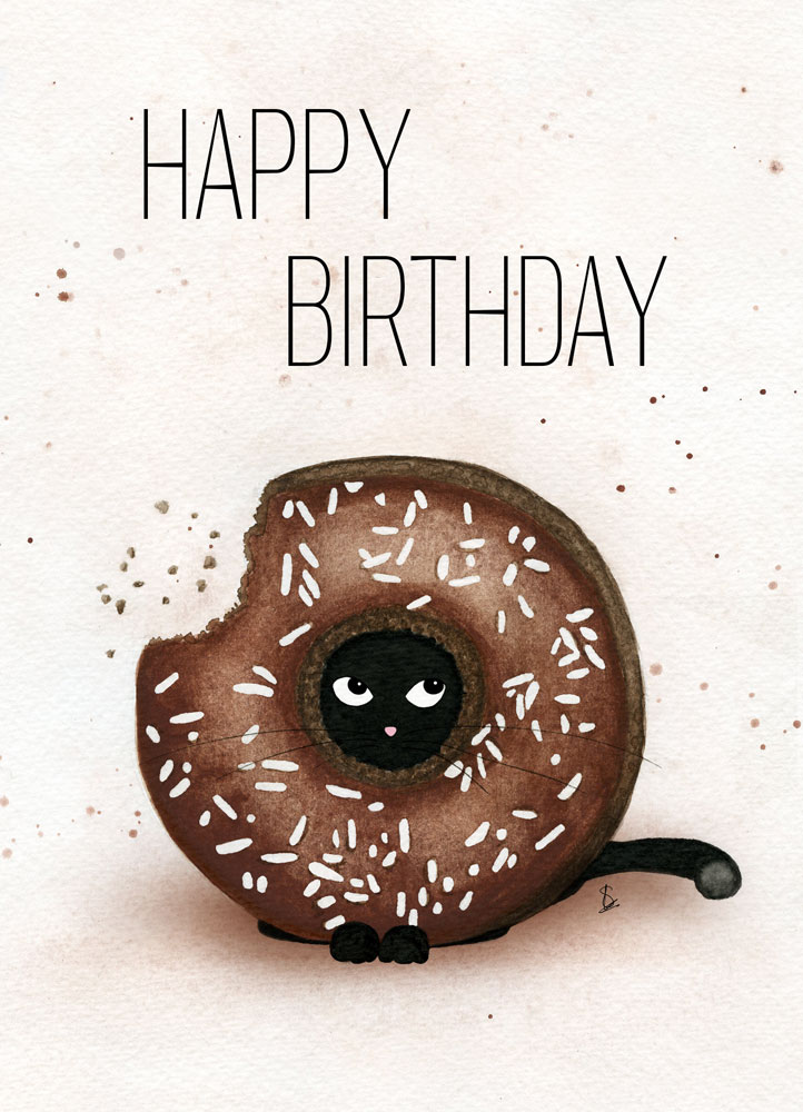carte donut anniversaire chat