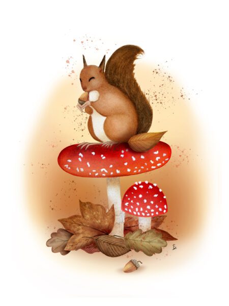 Illustration automne écureuil